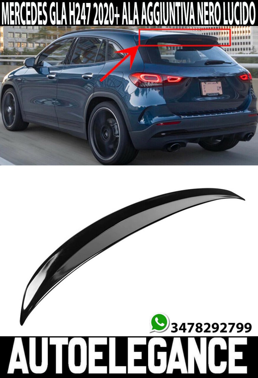 SPOILER TETTO POSTERIORE AMG PER MERCEDES GLA H247 2020+ ALA AGGIUNTIVA NERO