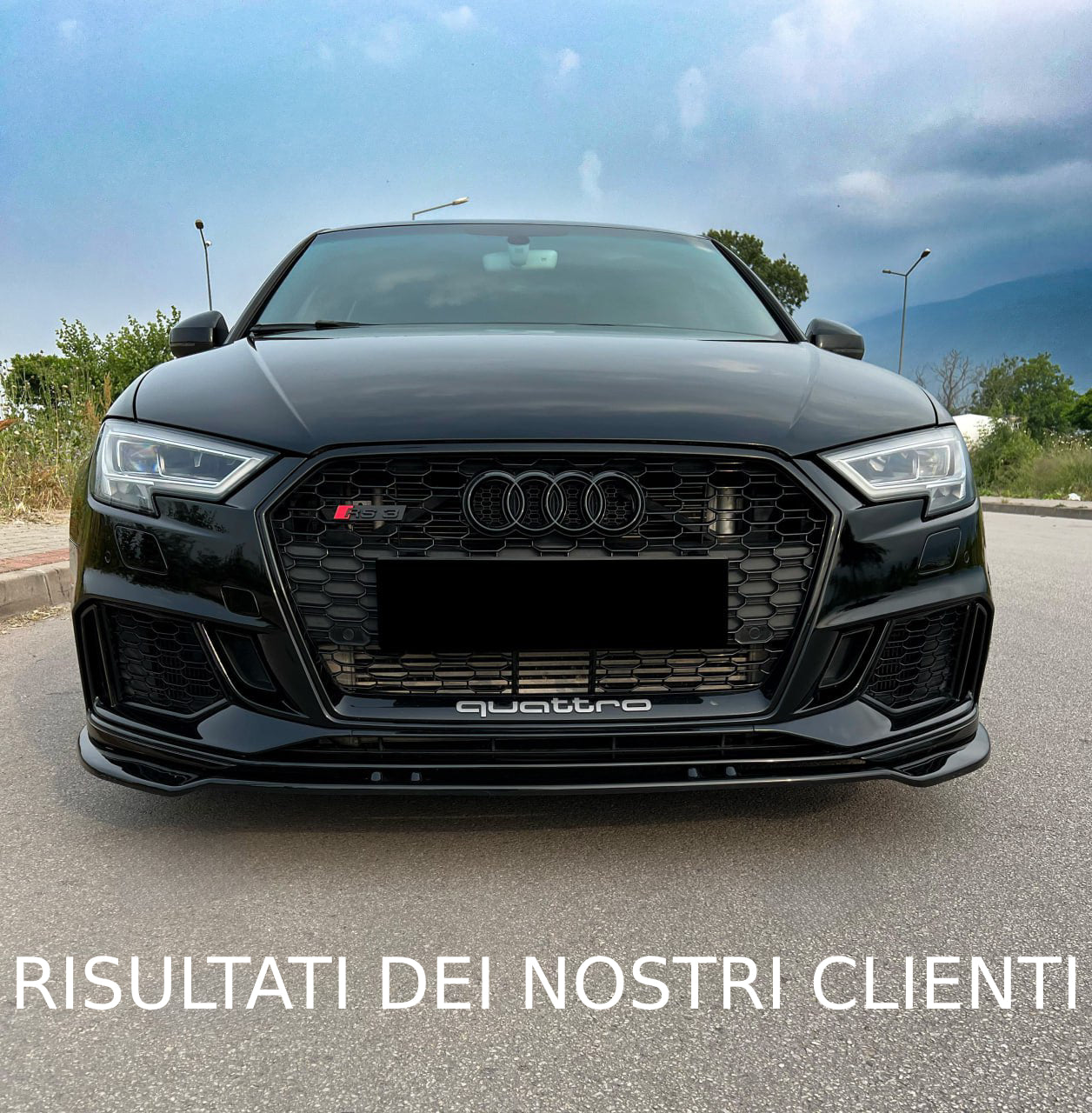 SPLITTER ADATTO PER AUDI A3 8V 2017-2020 RS3 NERO LUCIDO V.3
