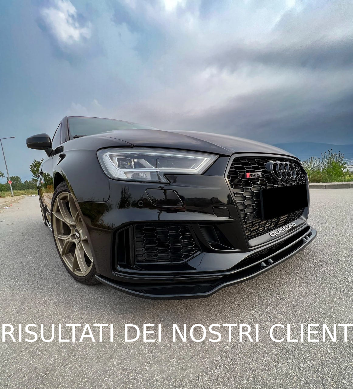 SPLITTER ADATTO PER AUDI A3 8V 2017-2020 RS3 NERO LUCIDO V.3