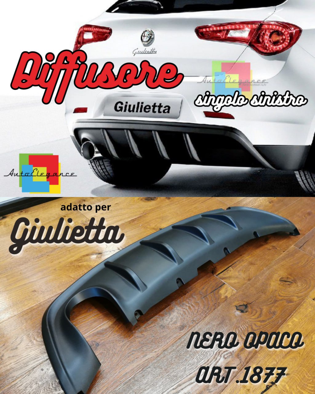 DIFFUSORE GIULIETTA 2010+ LOOK SPRINT NERO OPACO 1SX PROFILO NERO TOP QUALITA