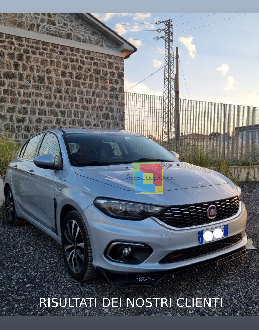 FRONT SPLITTER UNDER BUMPER SUITABLE FOR FIAT TIPO 2015-2020 gloss black