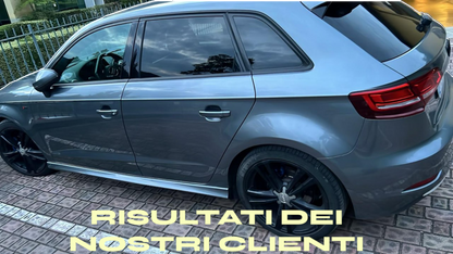 😍MINIGONNE LATERALI PER AUDI A3 8V SPORTBACK IN ABS GREZZO LOOK S3 SLINE😍