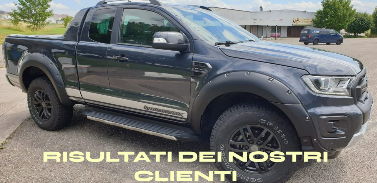 ✔️PARAFANGHI ADATTI PER FORD RANGER T8 2019-2022 NERO OPACO CON FORO SENSORE✔️