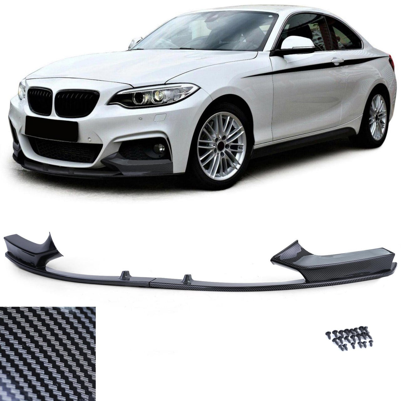 ⭐SOTTO PARAURTI ADATTO PER BMW SERIE 2 F22 F23 MSPORT COLOR CARBONIO 2 PEZZI⭐