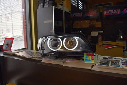 ⭐Pair of headlights suitable for bmw 3 series e46 angel eyes led 2003-2006⭐