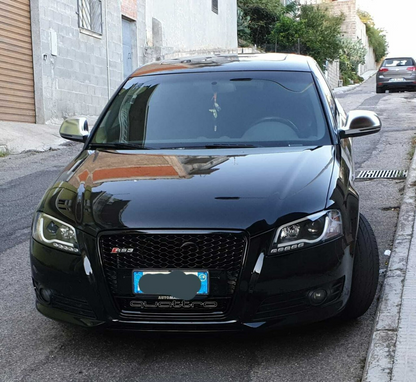 ⭐GRIGLIA PER AUDI A3 8P 2008-2012 LOOK RS3 QUATTRO NERO LUCIDO ⭐