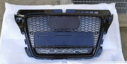 💕ART.1938 GRIGLIA AUDI A3 8P 2008-2012 LOOK RS3 QUATTRO NERO LUCIDO💕