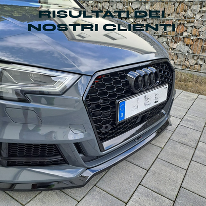 💎GRIGLIA PER AUDI A3 8V 2017-2020 NIDO D'APE TOTAL BLACK RS3 FORO ACC RADAR💎