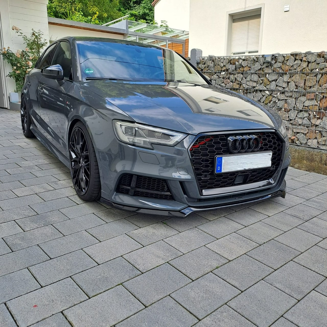 💎GRIGLIA PER AUDI A3 8V 2017-2020 NIDO D'APE TOTAL BLACK RS3 FORO ACC RADAR💎