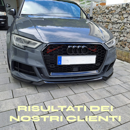 💎GRIGLIA PER AUDI A3 8V 2017-2020 NIDO D'APE TOTAL BLACK RS3 FORO ACC RADAR💎
