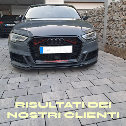 💎GRIGLIA PER AUDI A3 8V 2017-2020 NIDO D'APE TOTAL BLACK RS3 FORO ACC RADAR💎