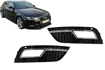 💎FOG LIGHT GRILLE SUITABLE FOR A4 B8 2012-2015 STANDARD RS4 LOOK GLOSSY BLACK