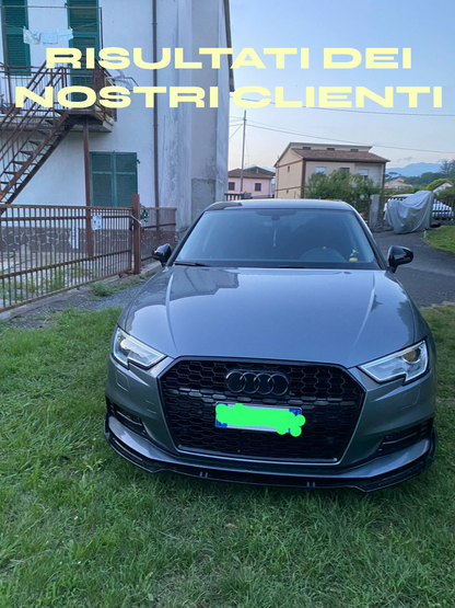 💎UNDER BUMPER SPLITTER AUDI A3 8V 2012+ SLINE ABS GLOSSY BLACK SPOILER 3 PIECES 