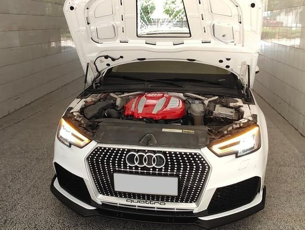 💎HOOD FOR AUDI A4 B9 2016-2019 GT LOOK GLASS AND ENGINE COVER💎