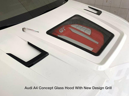 💎HOOD FOR AUDI A4 B9 2016-2019 GT LOOK GLASS AND ENGINE COVER💎