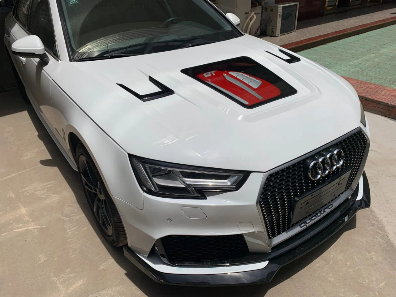 💎HOOD FOR AUDI A4 B9 2016-2019 GT LOOK GLASS AND ENGINE COVER💎