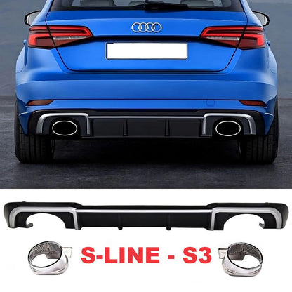 💎DIFFUSER SUITABLE FOR AUDI A3 8V 2016-2020 GLOSSY BLACK SATIN PROFILES💎