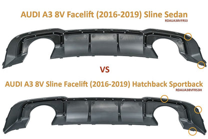 💎DIFFUSER SUITABLE FOR AUDI A3 8V 2016-2020 GLOSSY BLACK SATIN PROFILES💎