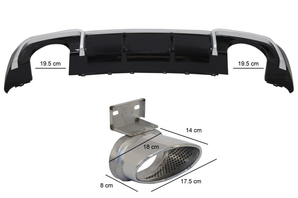 💎DIFFUSORE ADATTO PER AUDI A3 8V 2016-2020 NERO LUCIDO PROFILI SATINATI💎