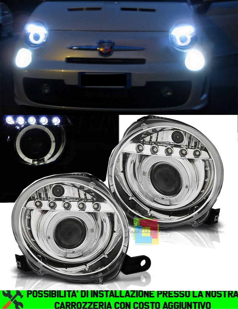 💎Pair of LED headlights SUITABLE FOR fiat 500 dayline 07-15💎