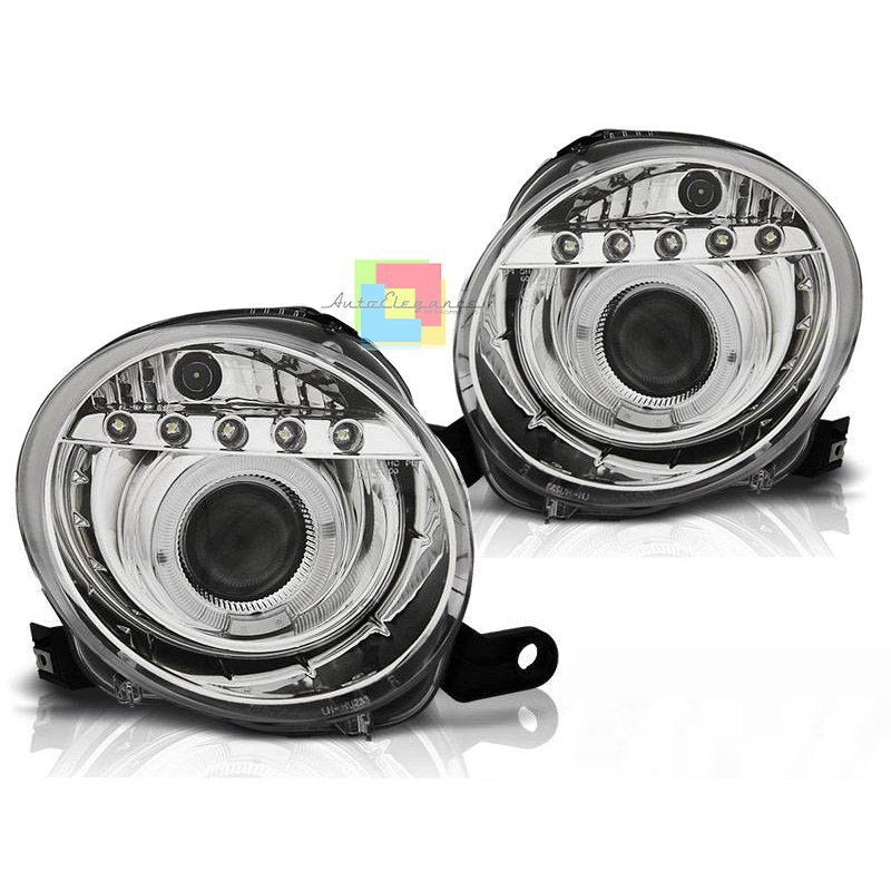 💎Pair of LED headlights SUITABLE FOR fiat 500 dayline 07-15💎