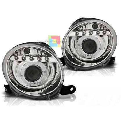 💎Pair of LED headlights SUITABLE FOR fiat 500 dayline 07-15💎