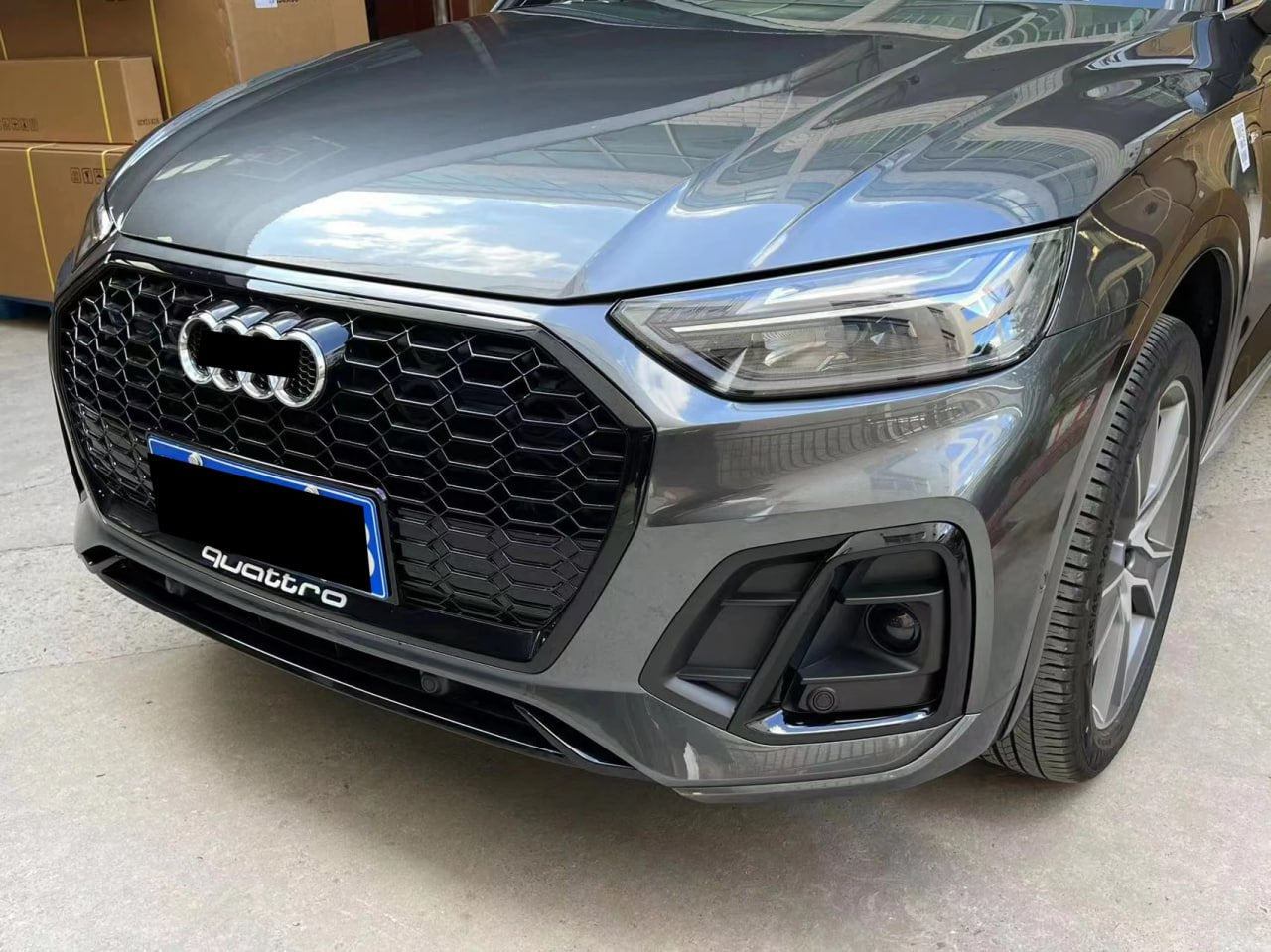 🟢GRILLE SUITABLE FOR AUDI Q5 2020+ RSQ5 LOOK GLOSSY BLACK🟢