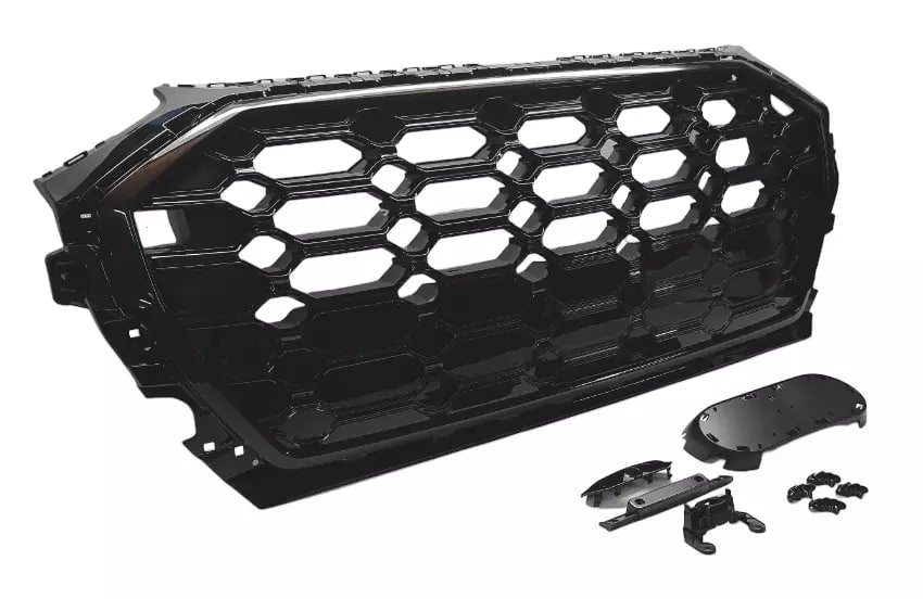 🟢GRILLE SUITABLE FOR AUDI Q5 2020+ GLOSSY BLACK HONEYCOMB🟢
