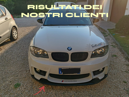 LAMA PER BMW SERIE 1 E81 E87 E82 E88 M1 SPLITTER PARAURTI ANTERIORE NERO LUCIDO.
