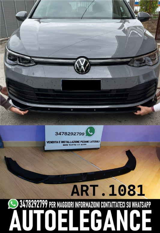 SPLITTER suitable for GOLF 8 STANDARD GLOSSY BLACK in 3 PIECES