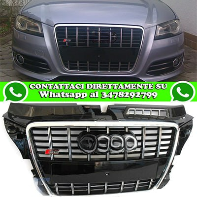 ⭐GRIGLIA ADATTO PER AUDI A3 8P 2008-2012 LOOK S3 NERO LUCIDO ⭐