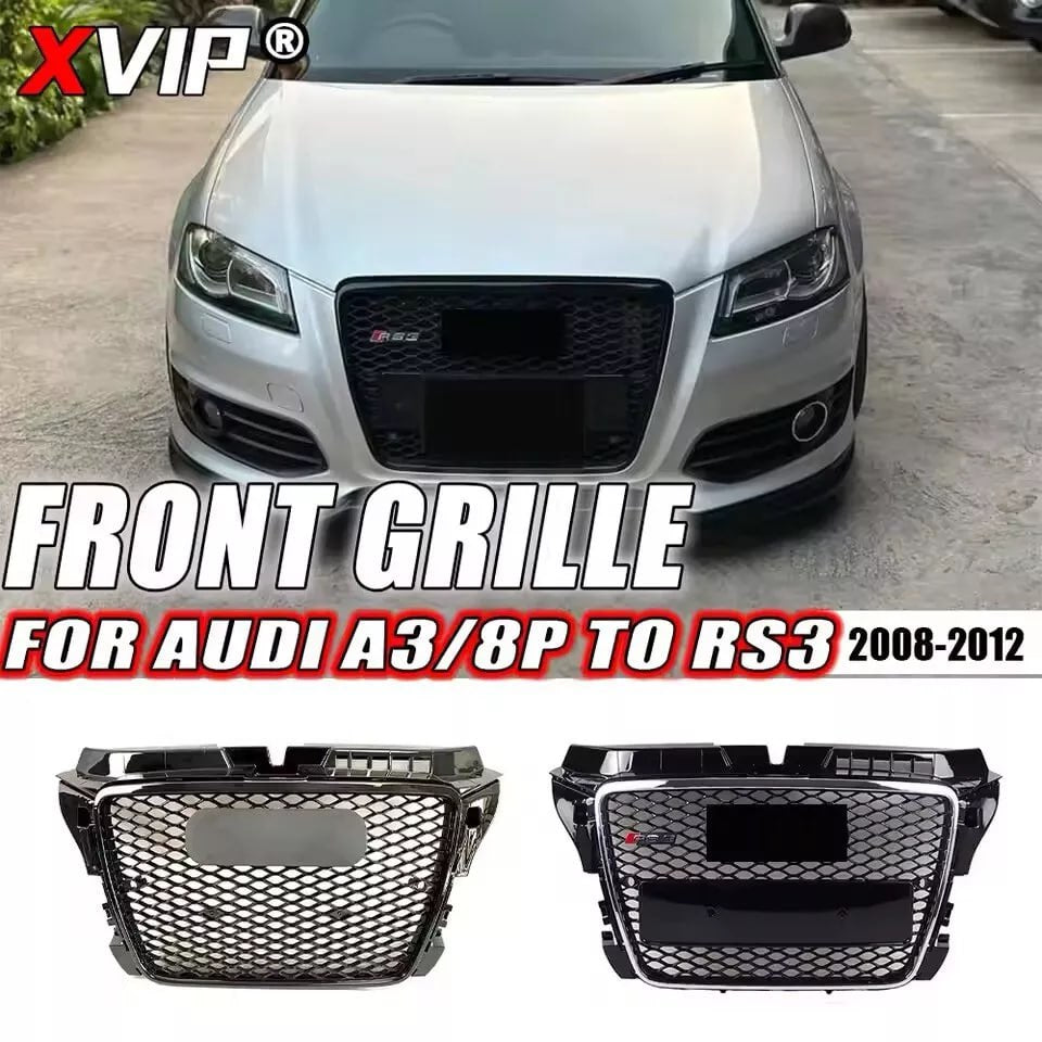 ⭐GRIGLIA ANTERIORE PER AUDI A3 8P 08-12 LOOK RS3 TOTAL BLACK NIDO D'APE ⭐