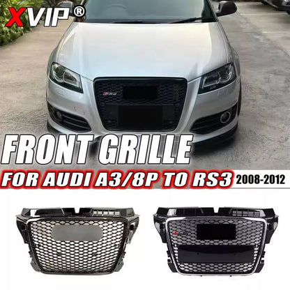 ⭐GRIGLIA ANTERIORE PER AUDI A3 8P 08-12 LOOK RS3 TOTAL BLACK NIDO D'APE ⭐