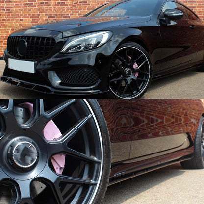 ⭐1547 Sotto minigonne adatto per mercedes classe c w205 c205 nero lucido⭐