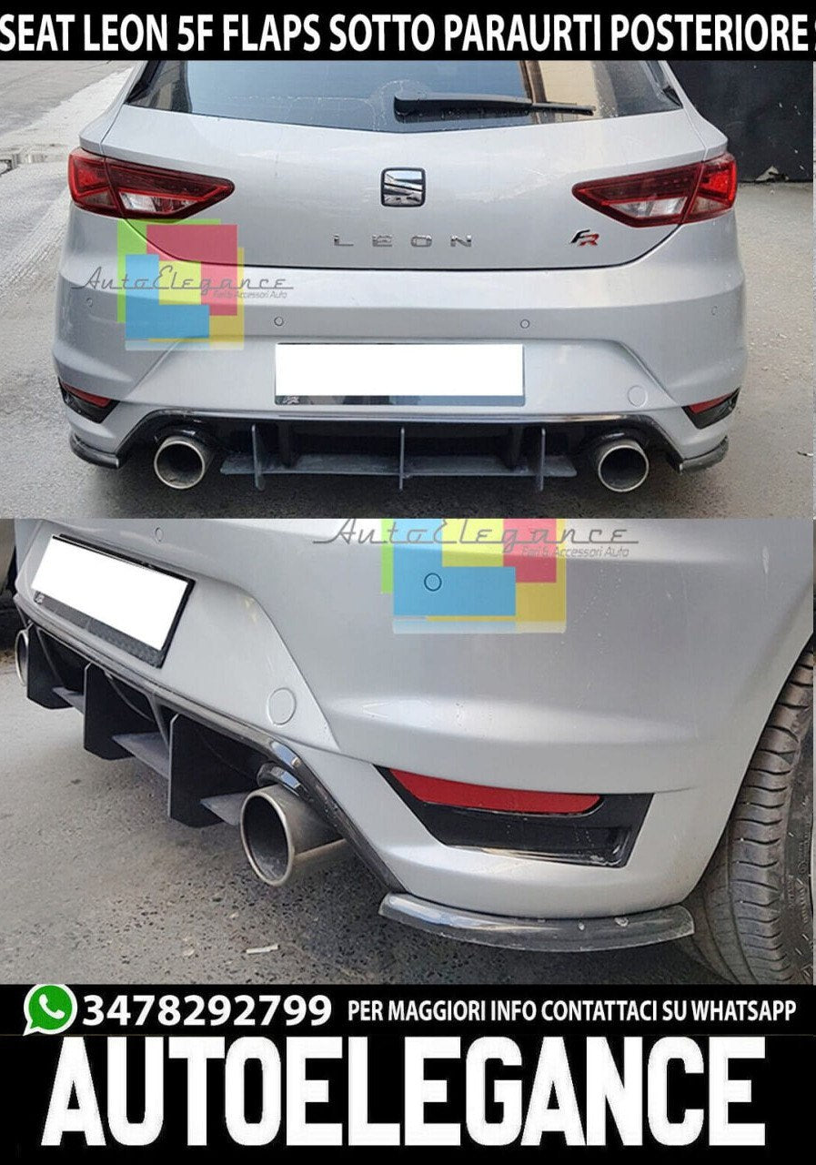 ⭐1184 FLAP DIFFUSORE LEON 5F MK3 2012-2017 FR CUPRA LOOK AERO NERO ⭐