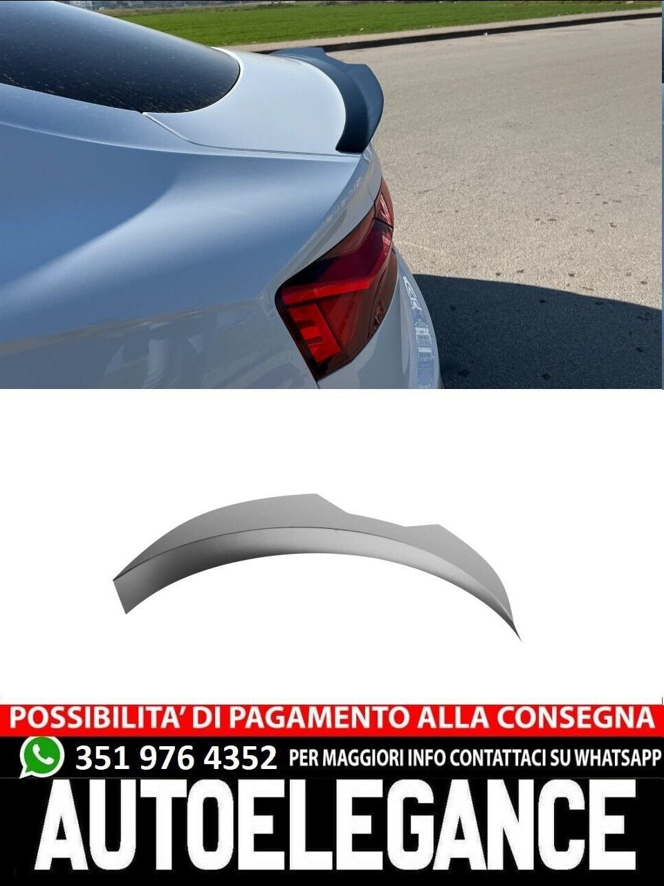 🔥1909 SPOILER PER AUDI A5 F5 2016+ SPORTBACK SLINE NERO LUCIDO (ALA)🔥