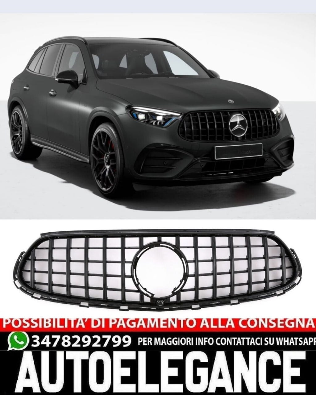 ⭐1534 GRILLE FOR MERCEDES BENZ GLC SUV X254 C254 COUPE 2022+ AMG GT LOOK BLACK⭐