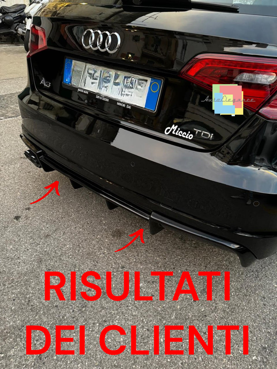 💥0402 DIFFUSORE ADATTO PER AUDI A3 8V 2012-2016 SLINE LOOK RS3 2SX 💥