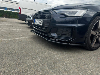 💥0019 SOTTO PARAURTI ANTERIORE AUDI A6 C8 RS6 2018+ SPLITTER ABS NERO 0019💥
