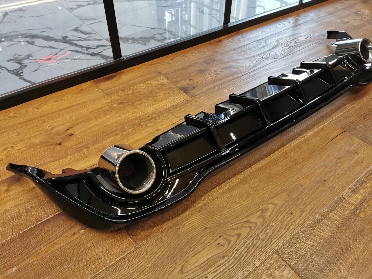 🔝0512 DIFFUSORE ADATTO PER VW GOLF 8 VIII 1+1 LOOK GTI NERO LUCIDO+TERMINALI🔝