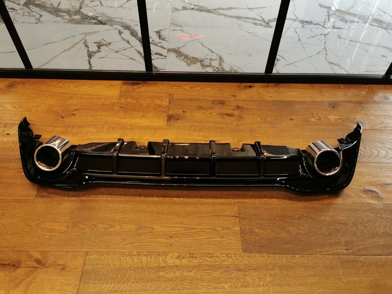 🔝0512 DIFFUSORE ADATTO PER VW GOLF 8 VIII 1+1 LOOK GTI NERO LUCIDO+TERMINALI🔝