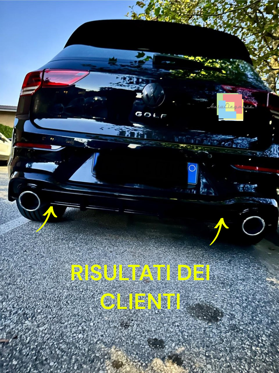 🔝0512 DIFFUSORE ADATTO PER VW GOLF 8 VIII 1+1 LOOK GTI NERO LUCIDO+TERMINALI🔝