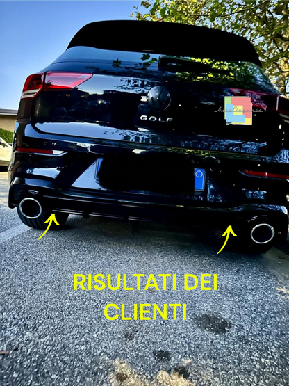 🔝0512 DIFFUSORE ADATTO PER VW GOLF 8 VIII 1+1 LOOK GTI NERO LUCIDO+TERMINALI🔝