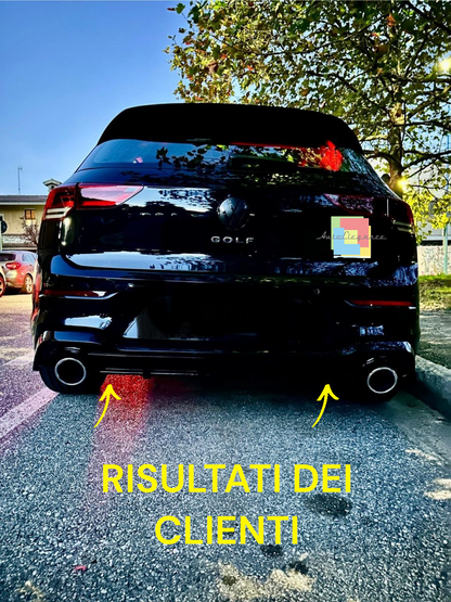 🔝0512 DIFFUSORE ADATTO PER VW GOLF 8 VIII 1+1 LOOK GTI NERO LUCIDO+TERMINALI🔝