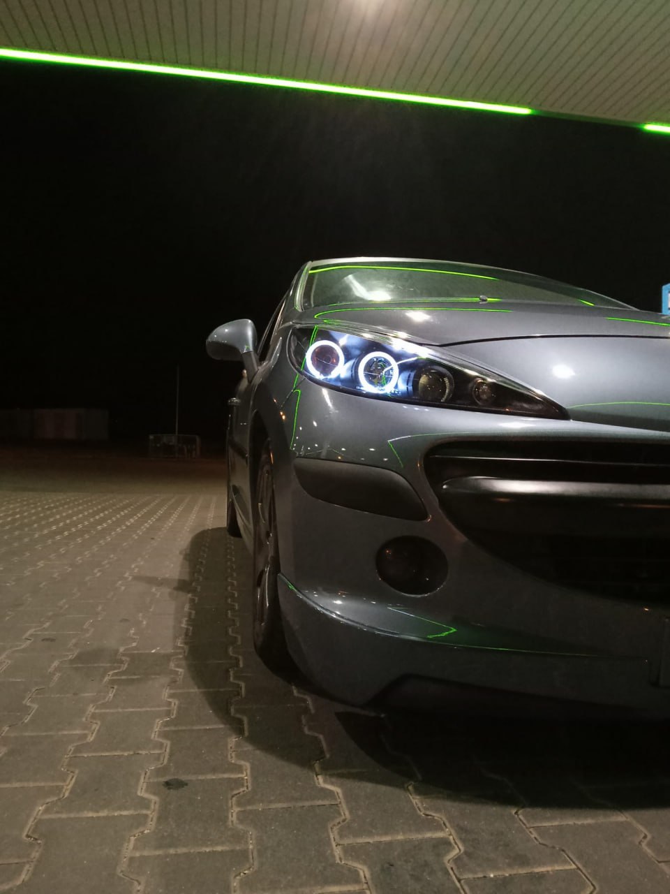 ⭐ 1741 HEADLIGHTS SUITABLE FOR PEUGEOT 207 207 CC 2006-2012 BLACK ANGEL EYES⭐ 