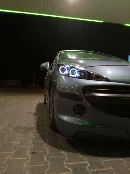 ⭐ 1741 HEADLIGHTS SUITABLE FOR PEUGEOT 207 207 CC 2006-2012 BLACK ANGEL EYES⭐ 