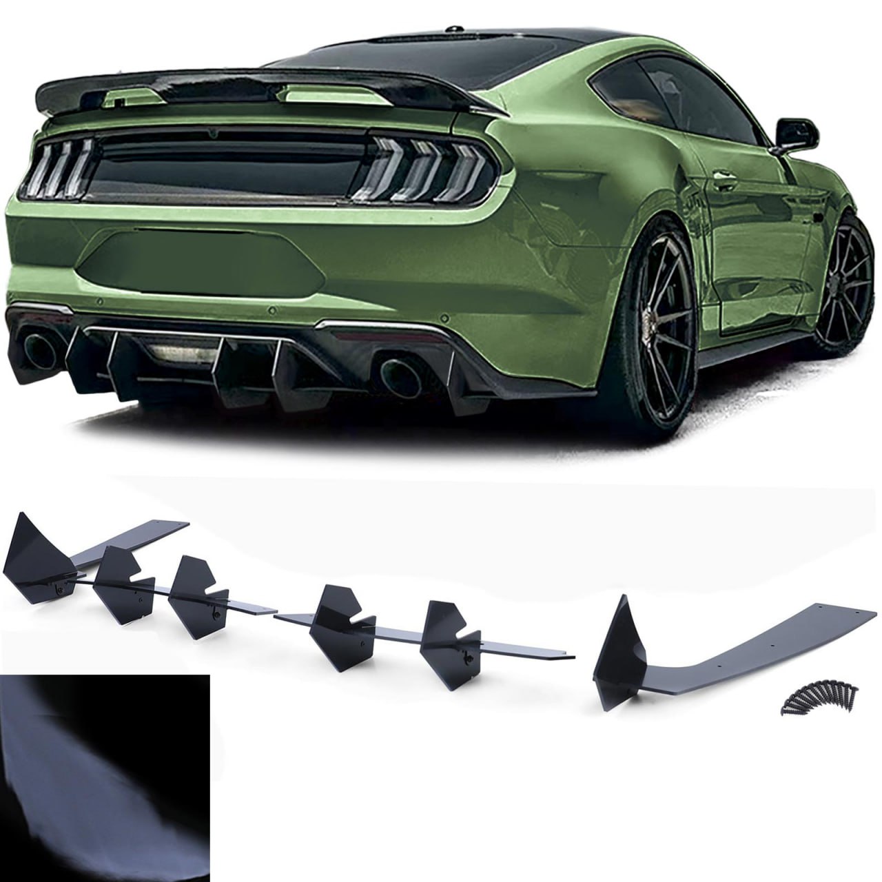 ✨2062 FLAP DIFFUSORE ADATTO PER MUSTANG GT MK6 2014-2017 LOOK SPORT NERO LUCIDO✨
