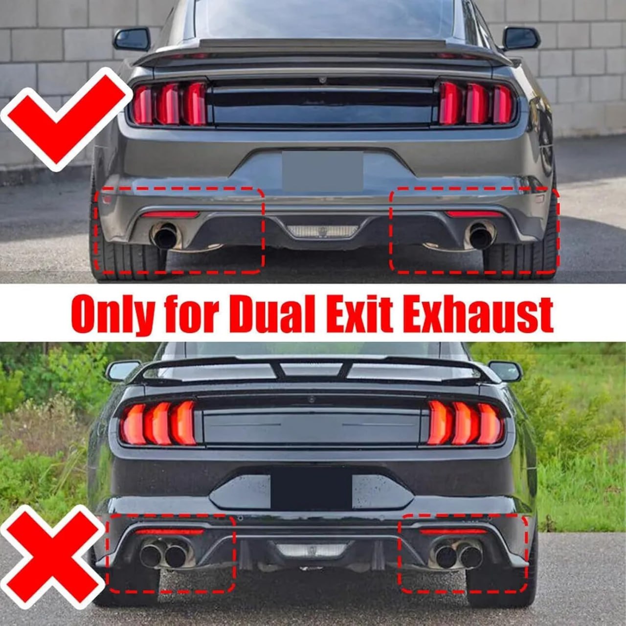 ✨2062 FLAP DIFFUSORE ADATTO PER MUSTANG GT MK6 2014-2017 LOOK SPORT NERO LUCIDO✨