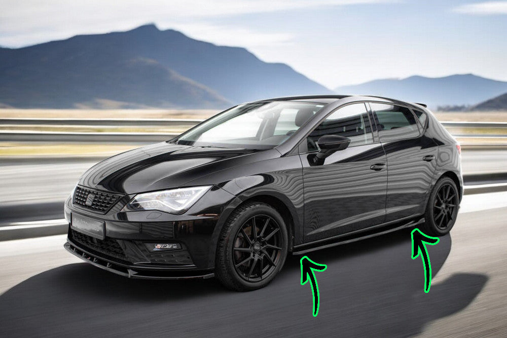 💥1854 sottominigonne nero lucido adatto per Seat Leon Cupra 5f 12-20 💥