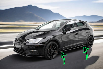 💥1854 sottominigonne nero lucido adatto per Seat Leon Cupra 5f 12-20 💥